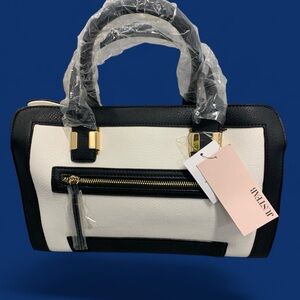 JustFab Black and White Satchel Handbag